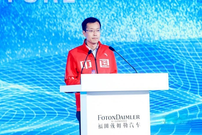 福田汽車集團黨委常委、副總經(jīng)理、福田戴姆勒執(zhí)行副總裁、歐曼事業(yè)部總裁崔士朋致辭